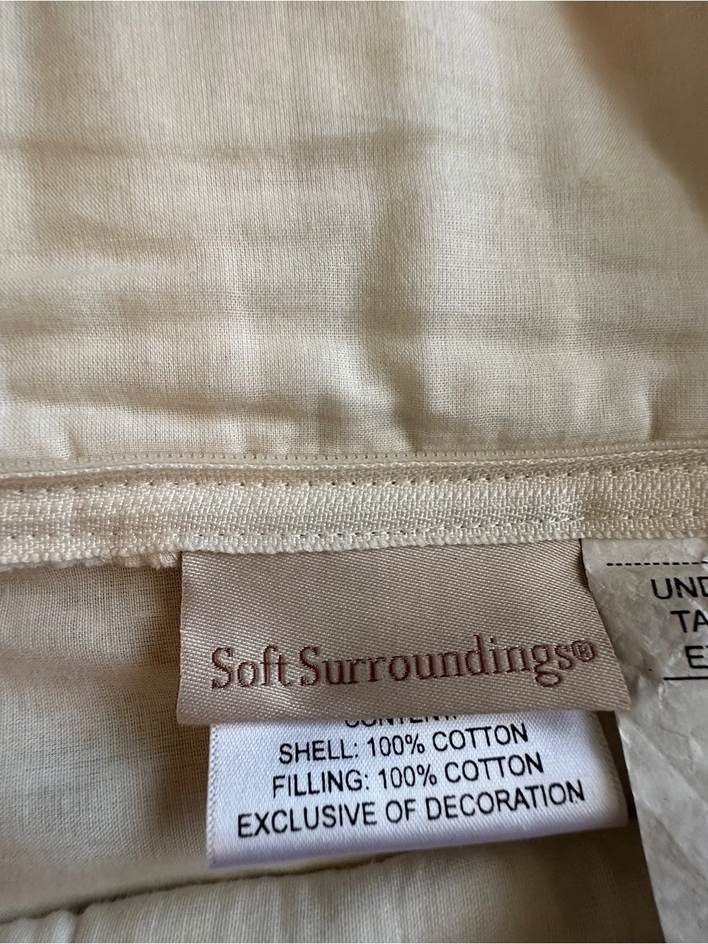 Soft Surroundings King Sham Cream Teal Cotton Pillow Cover Envelope